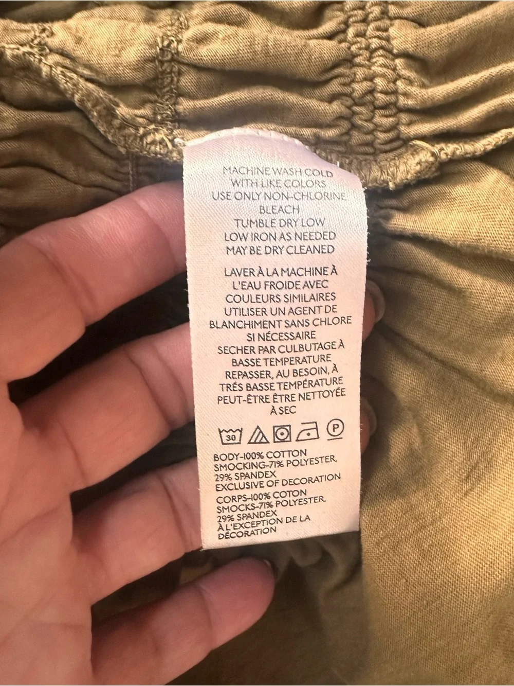 Free People Olive Smocked Long Sleeve Peasant Top Dress
